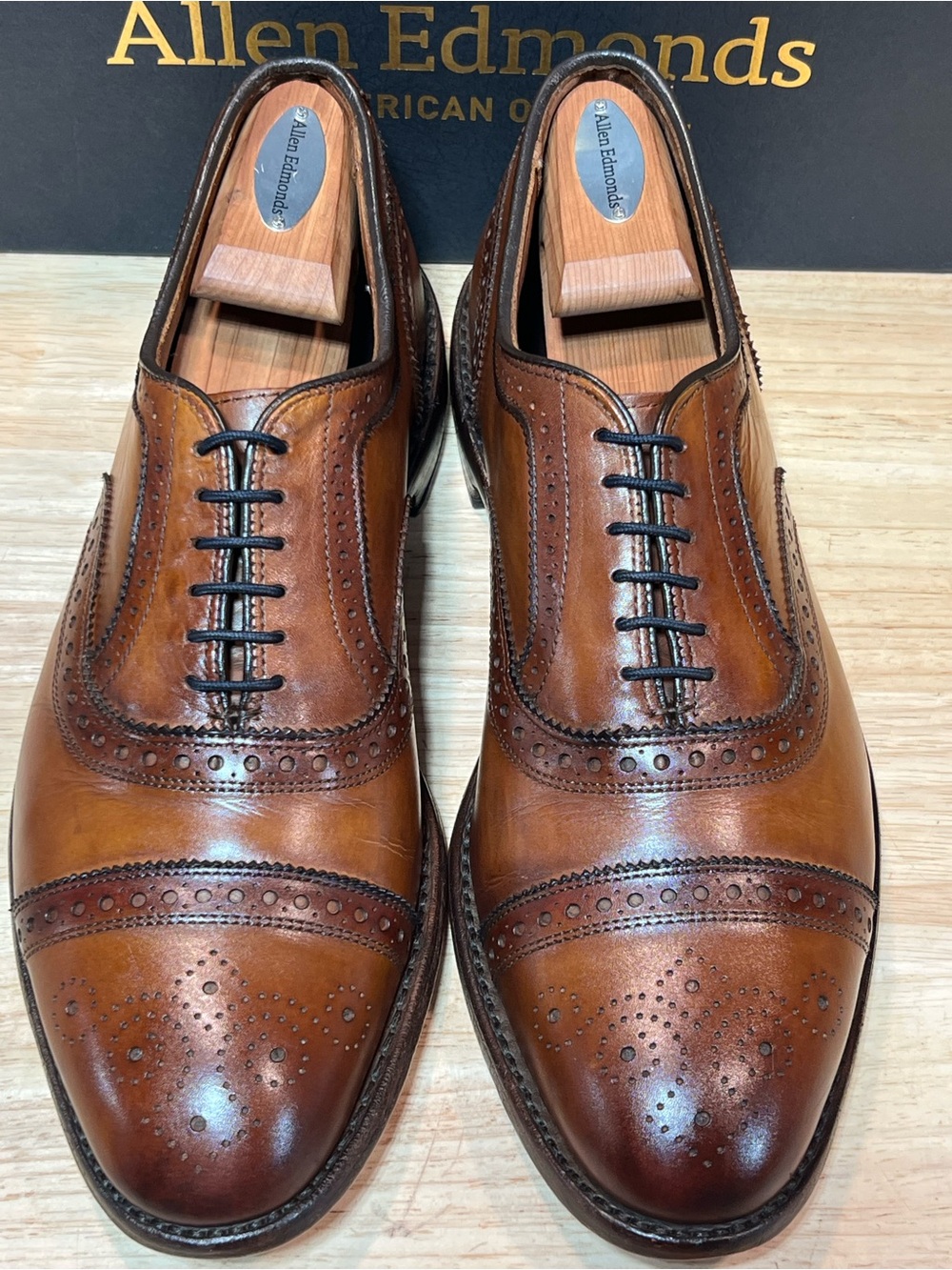Allen Edmonds Strand Cap Toe Oxfords w/ Custom Patinas & Shoe Bags Sz 10D 🇺🇸